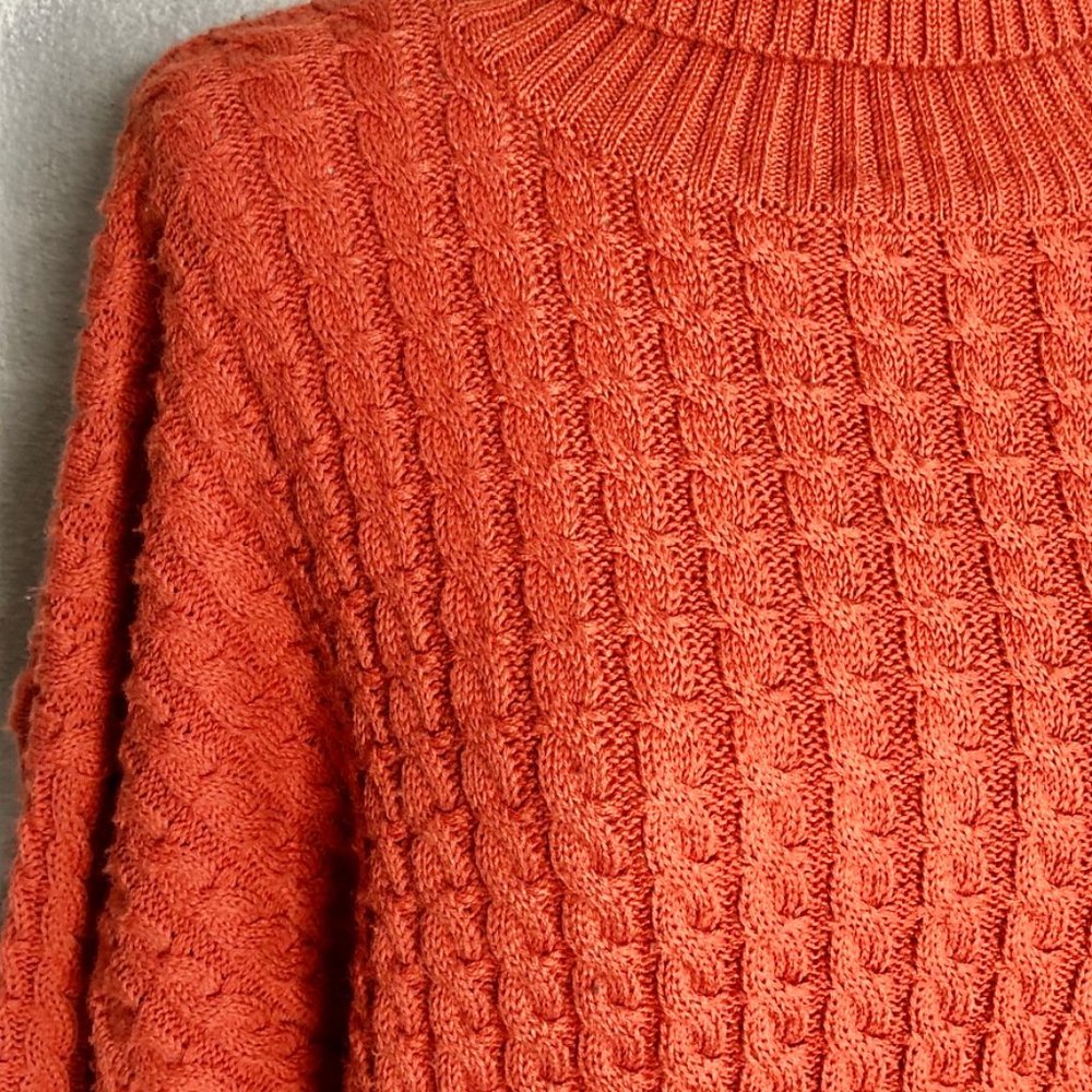 VTG Tower Hill Cable Knit Turtleneck Sweater Tunic - Picture 2 of 8